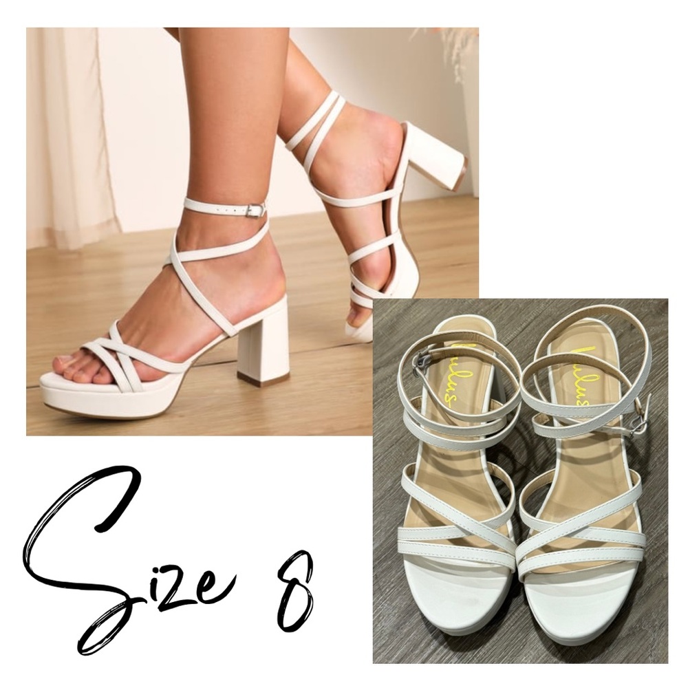 Lulus Lexia White Platform Ankle Strap High Heel Sandals